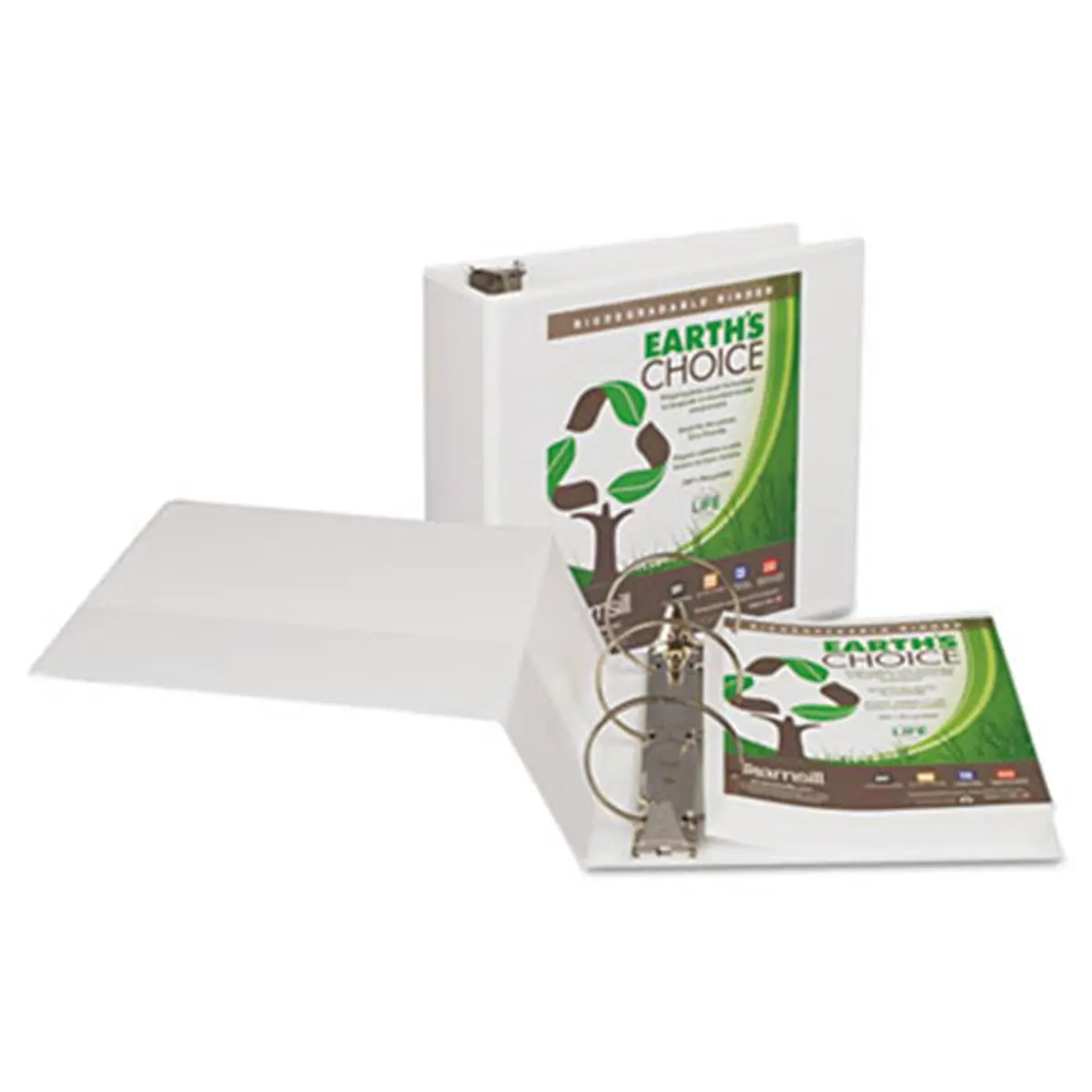 Samsill 18907 Earth's Choice Eco-Conscious Round Ring Binder - 5 in. Capacity, White, Front/Back/Spine Extra Storage, Biodegradable Microbial Landfill, Recycled Chip, Plants 7500 Trees Annually, Office Ring Binders, Plant 7,500 Trees Annually