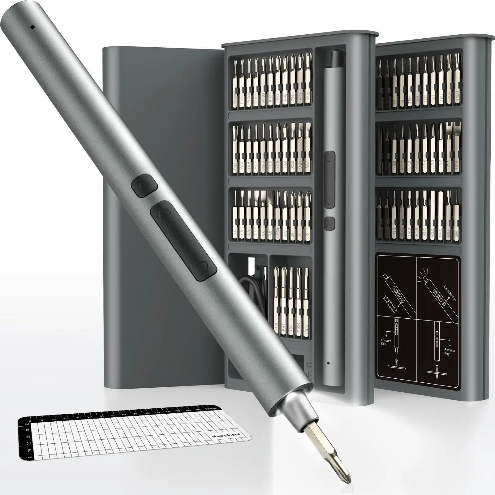 75-in-1 Cordless Electric Screwdriver Set, 71 Screw Driver Drill Bits & 2 Torque Settings, Precision Power Tools for iPhone PC DIY, Boyfriend Gift, An