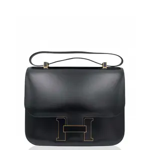 Pre-owned Hermes leather Shoulder Bags Constance 30 Box 89 Noir (1213a6)