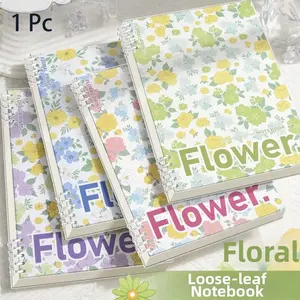 Floral Loose Leaf Notebook 60 Sheets Refillable Spiral Binder Journal A5 B5 Study Notebook 360 Foldable Writing Notepad Thick Paper Note Taking Planner School Office Diary Classroom Stationery Student Supplies Back to School Supplies