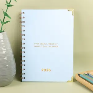 2026 Soft Sky Blue All-in-One Planner: Elegant Spiral-Bound Organizer with Luxe Gold Accents – Complete with Yearly Overviews, Monthly Spreads, Weekly Breakdowns & Daily Pages to Keep Your Life Organized in Understated, Fresh Style