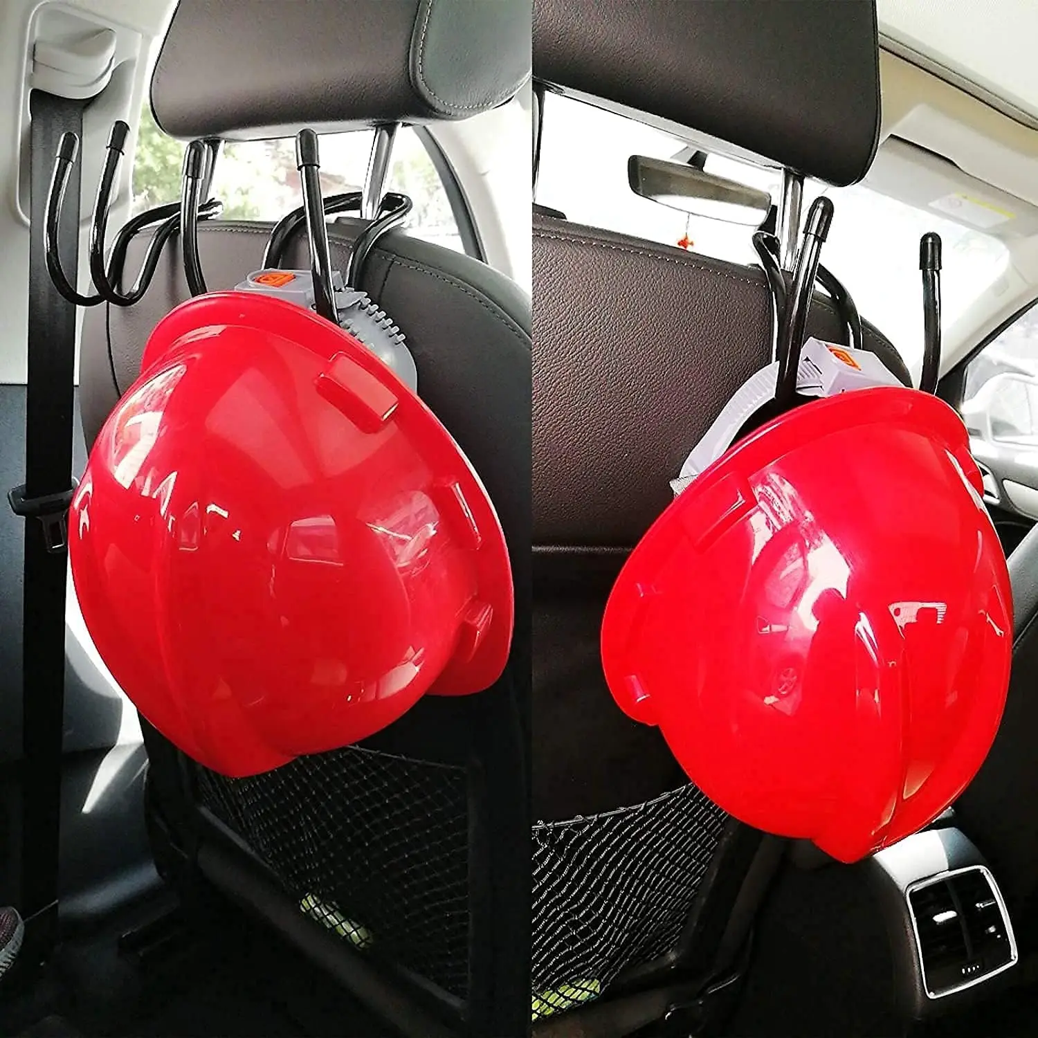 Flexible Over The Seat Hard Hat Rack Hard Hat Holder Hard Hat Hanger for Vehicle Truck  Headrest Hangers - Universal Adjustable Hooks for Bags, Coats, Purses - 2 Pack - No Hard Hat