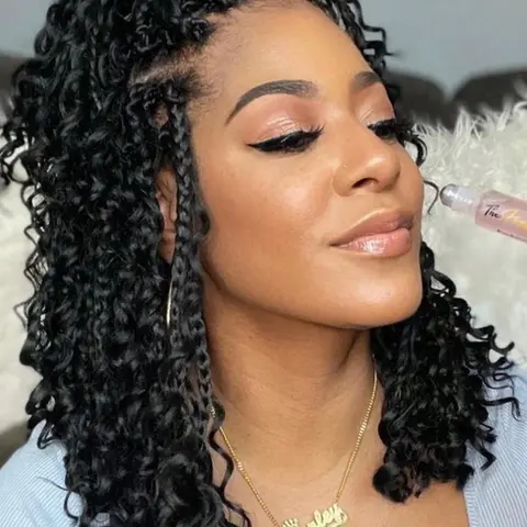 16 Inch Short Boho Knotless Braided Wigs for Women, Pre Braided Wig, Full Lace Box Braided Wigs with Baby Hair, Lace Hairline Wig, Boho Curly Wigs for Women, Pre Styled Wig, Synthetic Curly Wigs, Boho Box Braids, Braiding Wig