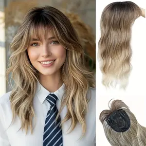 16 Inch Wavy Hair Topper for Women – 6.5"x6.5" Large Base, Synthetic Wavy Topper, Clip-In Hairpiece for Thinning Hair, Ladies Wiglet, Natural Volume & Coverage