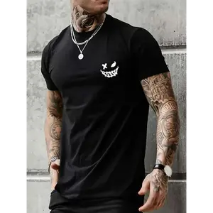 Men's Regular Fit Casual Cartoon Print Round Neck Tee, Short Sleeve T-Shirt for Men, Casual Comfy Knitting Top for Summer