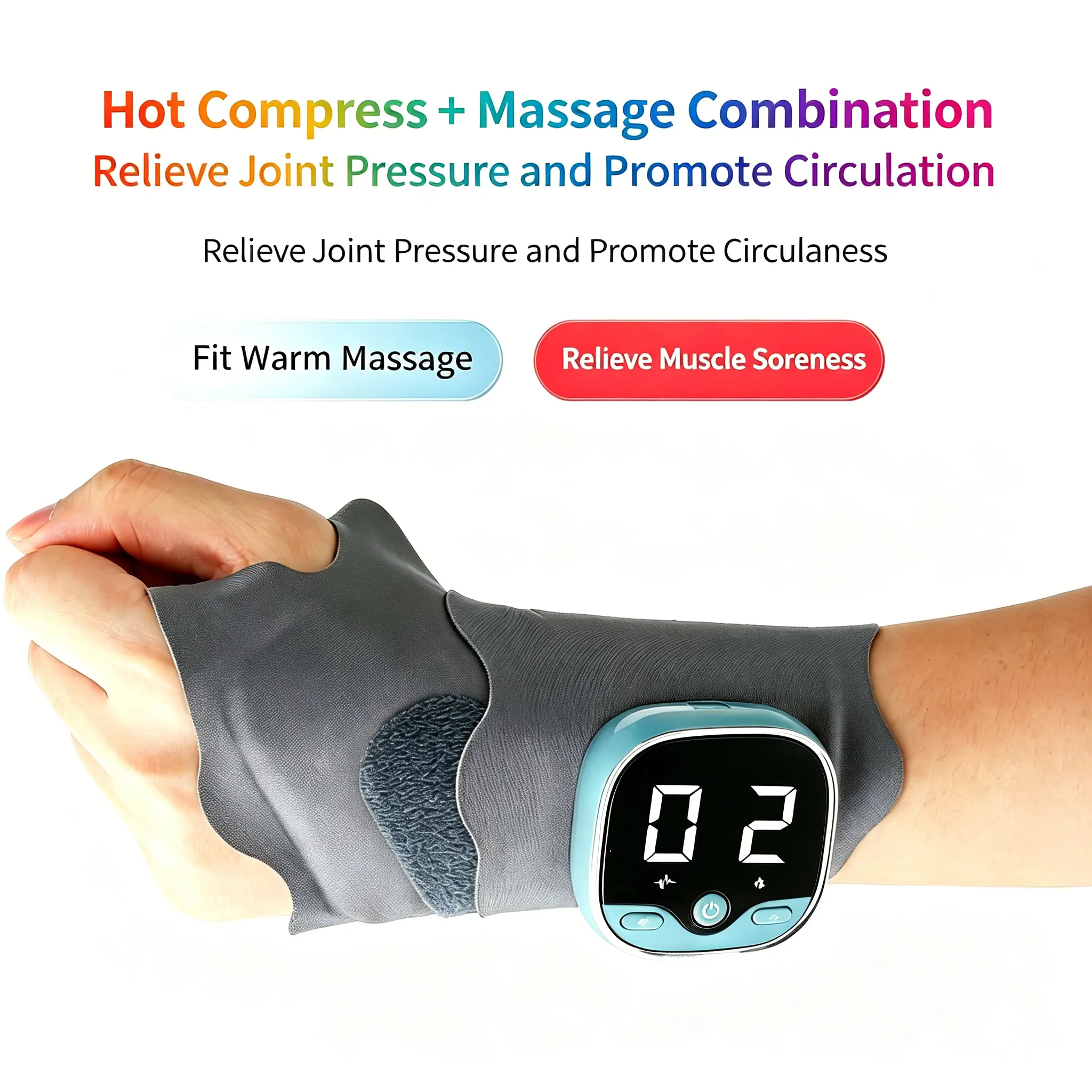 3 Temperature Levels & 9 Intensity Wireless Hand & Wrist Massager with Heat, Hand Massager for Carpal Tunnel, Hand Wrist Massager with Vibration Wrist Heating Pad, Wrap Heating for Joint and Tendon Sheath - Gift for Friends & Family,summerwins