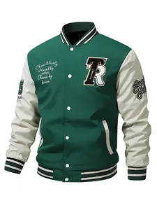 High-quality men's casual fashion jacket—comfortable, loose-fit, windproof, water-resistant, durable, and wrinkle-resistant for outdoor sports. Features a versatile, skin-friendly design with lettering embroidery, ribbed collar, cuffs, and hem. Ideal as a