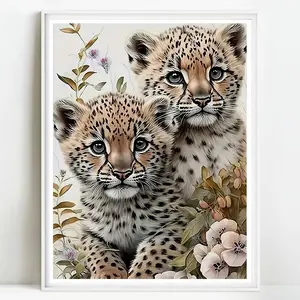 Diamond Painting Kit Leopard Animation Pattern, Diamond Art Mosaic Full Round Drill Embroidery Water Drill Home Decor, Best Gift