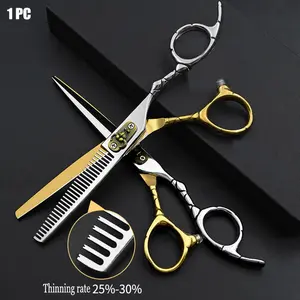 1PC bull Screw Barber Cutting and Thinning Scissors 6-inch Japanese 440C Steel Hair Scissors Bull's Head Flat Hairdressing Hair scissors Professional Japan 440c Steel Straight scissors Teeth scissors Haircut Thinning Barber Cut Shears