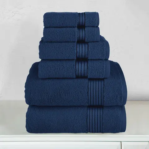 Mocassi 6-Piece Turkish Cotton Towel Set, Hotel Premier Collection with 2 Bath, 2 Hand and 2 Washcloths