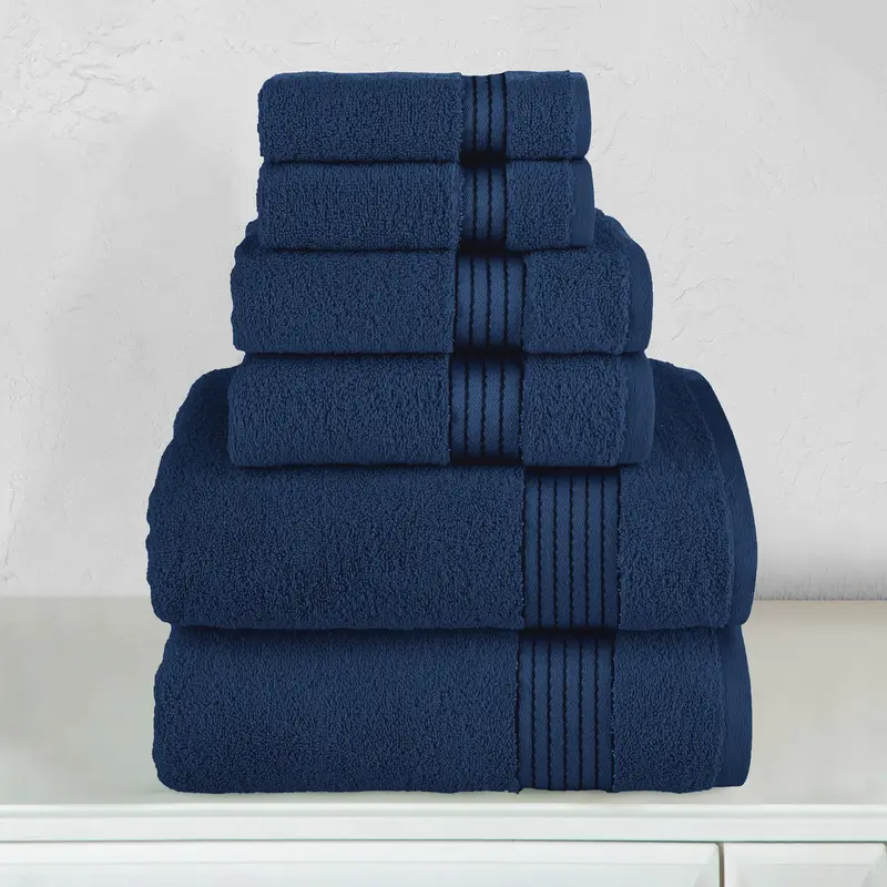 Mocassi 6-Piece Turkish Cotton Towel Set, Hotel Premier Collection with 2 Bath, 2 Hand and 2 Washcloths