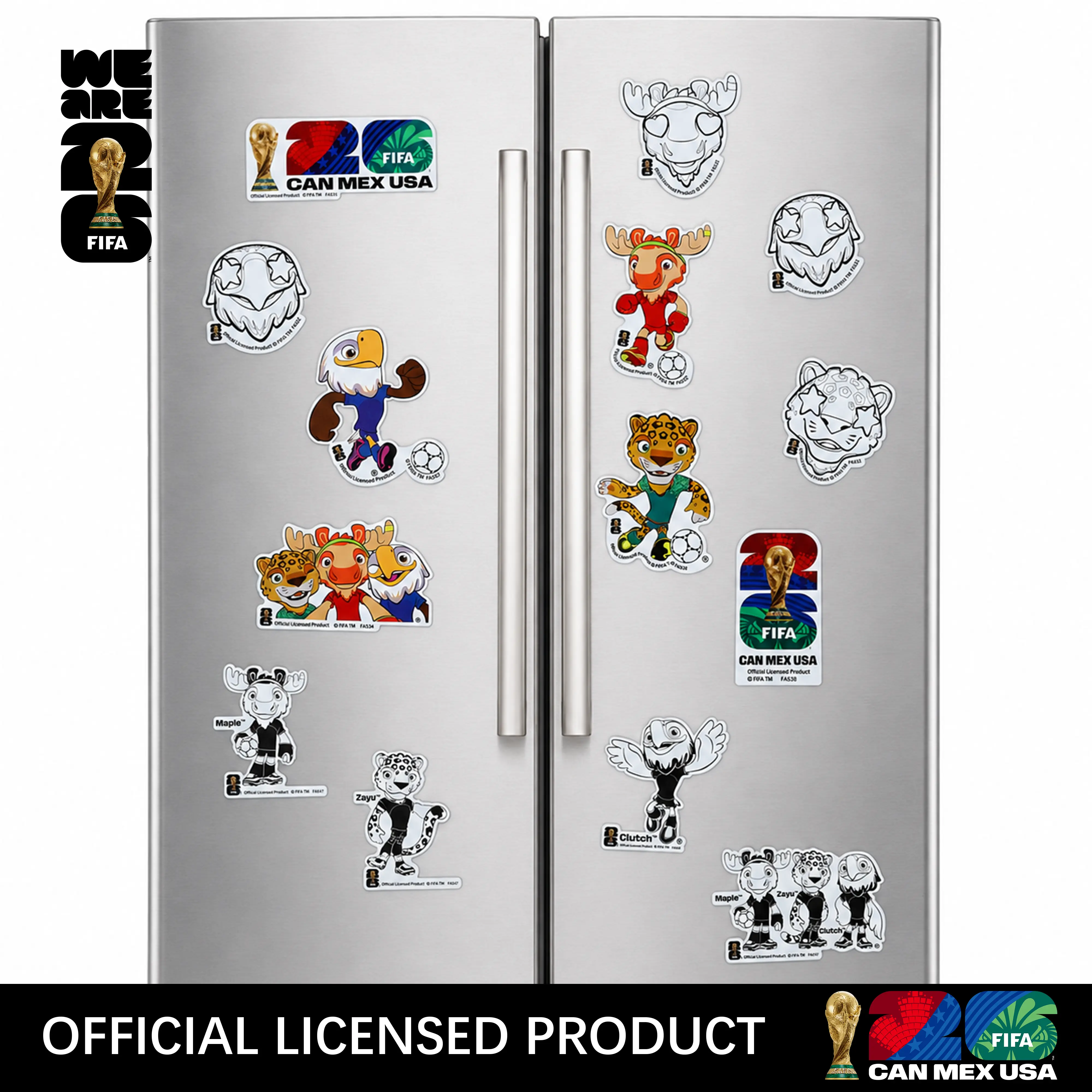 FIFA Mascot Magnetic Stickers,Car, Fridge, Mailbox & Garage Door Magnets – Soccer Fan Décor for Metal Surfaces Decor summerwins,summerwins Game Day Decoration Collectible Use