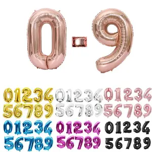 16 32 40 Inch Silver Gold Foil Number Balloons Digital Globos Birthday Wedding Party Decorations Ballons Baby Shower Supplies