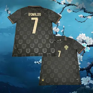 2025 Portugal Special Kit Black 7# Cristiano Ronaldo Short Sleeve Soccer Jersey Fans Version Breathable