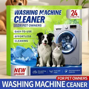 Pet Enzyme Formula Laundry Cleaner Tablets, Proteinase Washer Cleaners, Odor Remover, Deep Cleaning, Pet Hair Removal, 24 Pieces, for All Washers