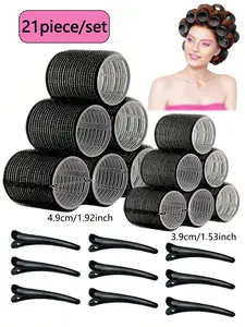 21 Curling Tool Set (including 12 curls and 9 hair clips), Diy Curler 1.92/1.53 inches, with clip, self grip curling iron, suitable for long/medium/short hair, Valentine's Day couple gift, New Year's gift, Mother's Day family essential curling iron