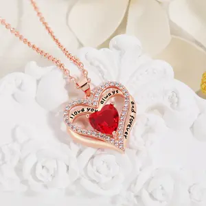 Women's Infinity Heart Zircon Pendant - Birthstone Black Plated Necklace |   Unique Accent for Daily/Dating |   Fashion Jewelry