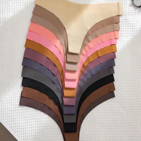 Women's 12 Pack Solid Color Seamless Thong, Soft Comfy Breathable Medium Stretch Drop-Waist Panty for Daily Wear, Underwear for All Seasons, Breathable Soft Panties