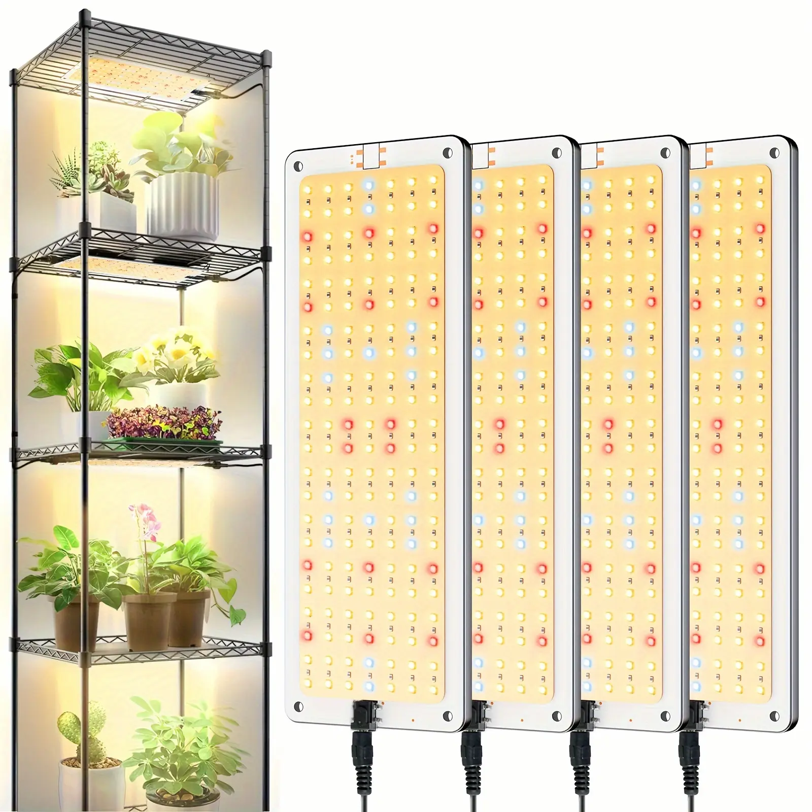 2/4pcs LED Grow Lights Featuring 718 LED Beads, Designed for Full Spectrum Growth of Indoor Plants. The Ultra-Thin LED Growth Light Bar Includes Automatic On/Off Settings for 3/9/12 Hours, Offers 3 Lighting Modes