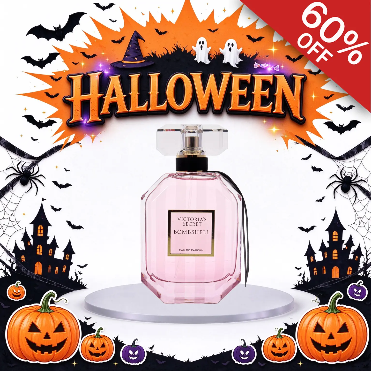 Victoria's Secret Bombshell Eau de Parfum Spray - 3.4 fl oz/100ml Large Women's Fragrance, Signature Octagonal Shape Bottle, Boxed Packaging