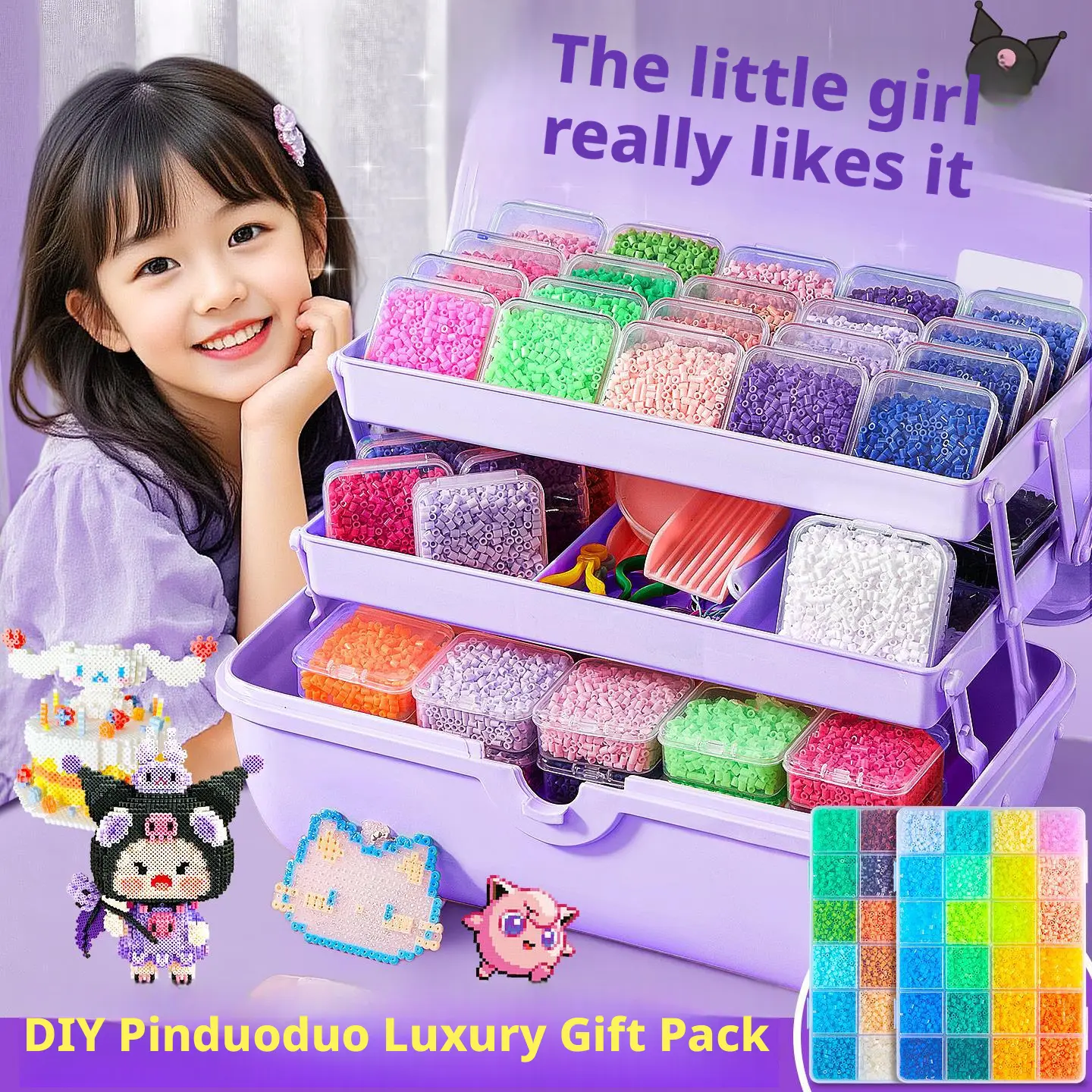 24/48/72/96/120-color plastic fuse bead set, 14,400 pieces for craft and DIY art bead projects, 3D 2.6mm fuse beads, DIY bead crafting supplies, puzzle fuse beads, bead making, an excellent choice for holiday gifts, perfect for creative art enthusiasts