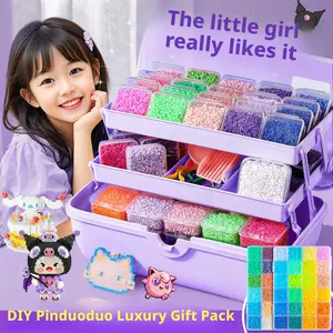 24/48/72/96/120-color plastic fuse bead set, 14,400 pieces for craft and DIY art bead projects, 3D 2.6mm fuse beads, DIY bead crafting supplies, puzzle fuse beads, bead making, an excellent choice for holiday gifts, perfect for creative art enthusiasts