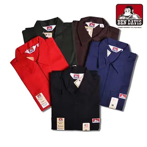 Ben Davis Short Sleeve Solid  1/2 Zip Shirt Workwear Original Casual