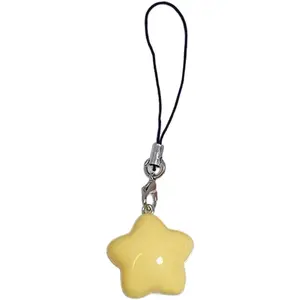 Plastic Yellow Star Cell Phone Lanyard, 7x2.5cm Strap, Smartphone-Cellphone Hanging Pendant, Holiday Fashion Decorative Accessory
