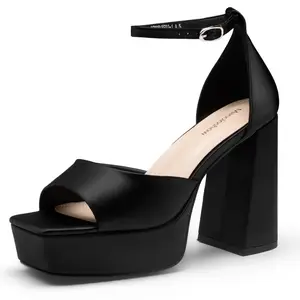 Women's Sandals Peep Toe:Chunky Heels Pumps Ankle Buckle Strap Platform Heels 4.7" High Heeled Evening Party Wedding Dress Shoes
