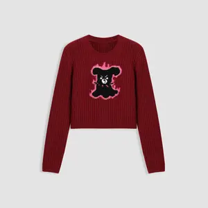 Cider [size 2-10] Knit Round Neckline Angry Dog Crop Top