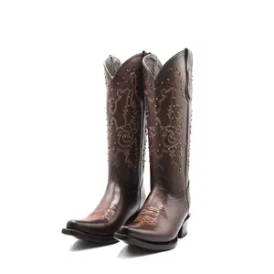 2432183155 - Vaquero Signature Women's Snip Toe Boots Flor Entera Tabacco Difuminado