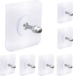 7 PCS Heavy Duty Adhesive Wall Hooks, Reusable No Drill Wall Mount Hooks for Hanging in Kitchen, Bathroom, Home and Office