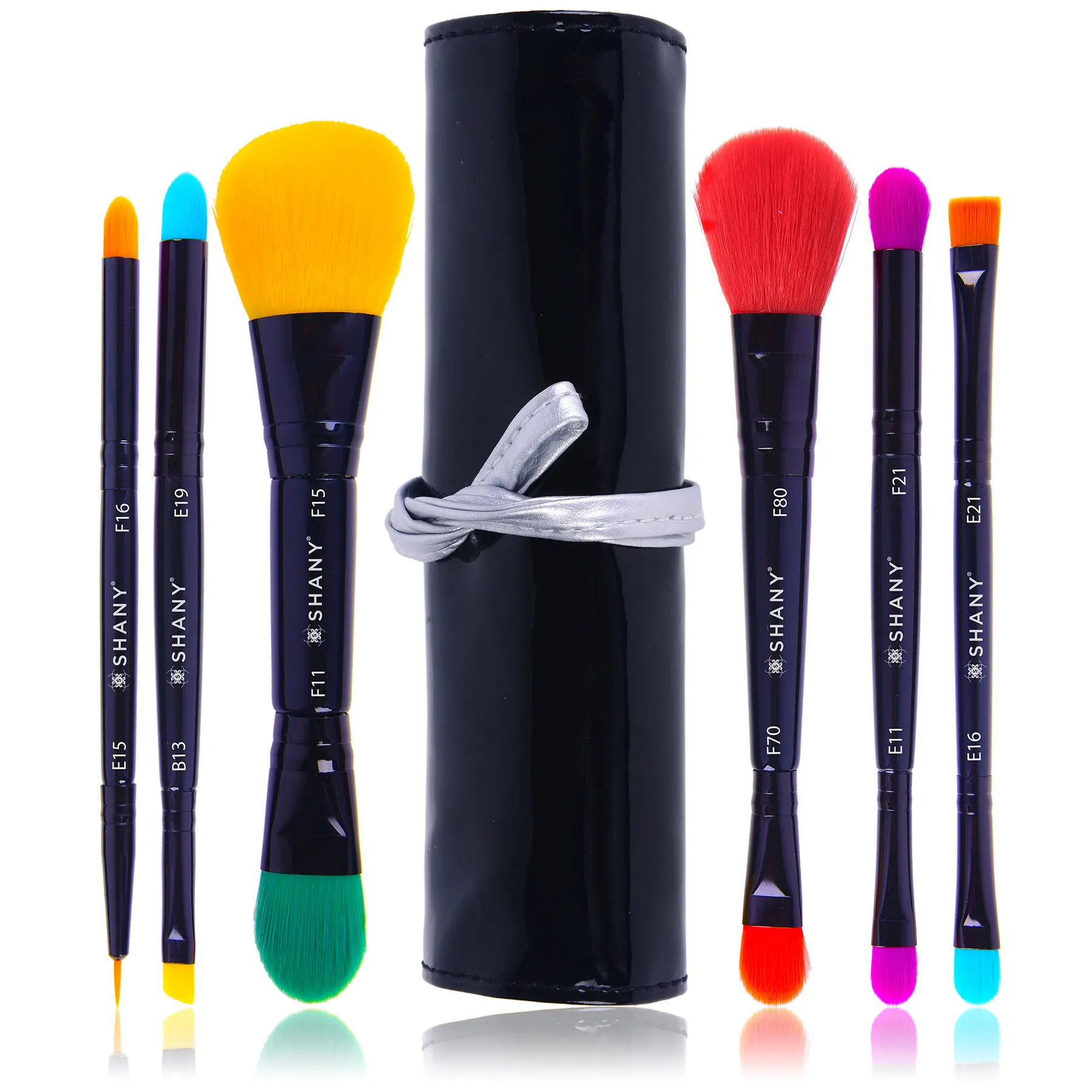 SHANY Vegan Makeup Brushes - Travel Make up Brushes with  unique Bristles - Brush storage Pouch - Synthetic Cosmetics Brush