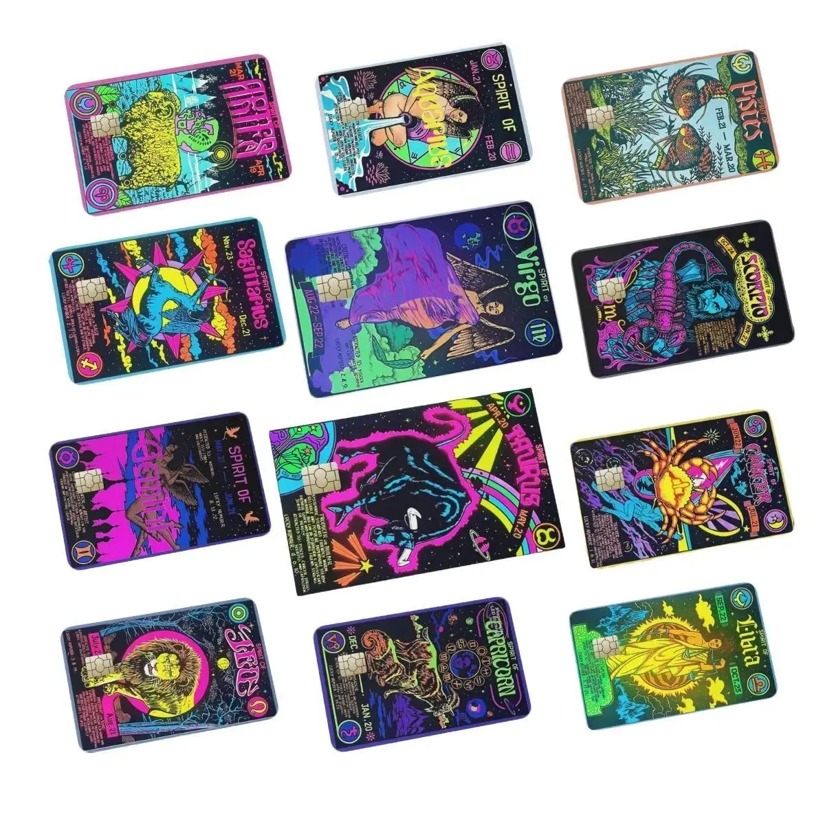 Luminous Zodiac Constellation Card Vinyl skin covers