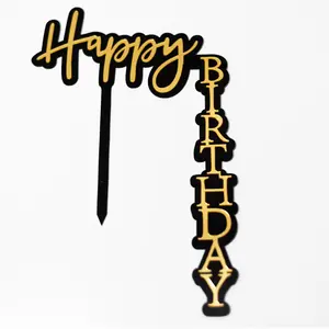 Mirror Floating Acrylic Happy Birthday Cake Topper (4 Colors)