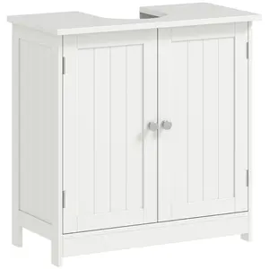 HOMCOM 24” Pedestal Sink Bathroom Vanity Cabinet - White