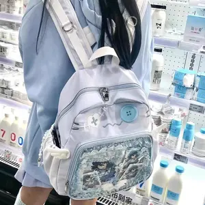 Cute Cartoon Cat Japanese Backpack Large Capacity Casual Student Bag Wings Decor Y2k ItaBag Girl Nylon Aesthetic Backpacks Women