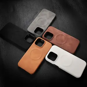 Vintage Faux Leather Magnetic iPhone Case, Business Style, Skin-Friendly Touch, Shockproof, Compatible with iPhone 16/17 Pro Max