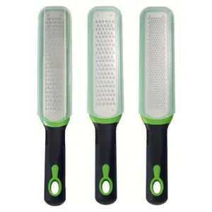3pcs Ginger Grater, Stainless Steel Cheese and Vegetable Grater, Versatile Peeler with Protective Cover, Kitchen Food Peeler with Handle Handheld, Stainless Steel Blade(Fine, Medium, Coarse)