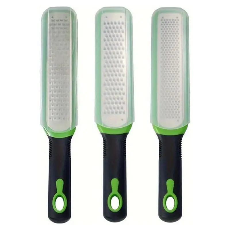 3pcs Handheld Stainless Steel Multi-Blade Ginger Grater Set with Protect Cover & Peeler - Kitchen Utensils for Food Preparation, Fine/Medium/Coarse Blades, Ergonomic Handle
