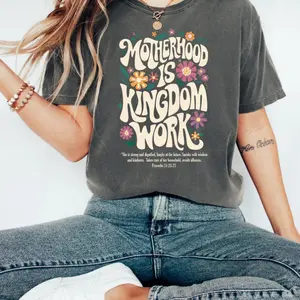 Comfort Colors® Motherhood is Kingdom Work Shirt, Christian Mom Shirt, Retro Christian Mom T Shirt, Christian Mothers Day Shirt, Bible Shirt