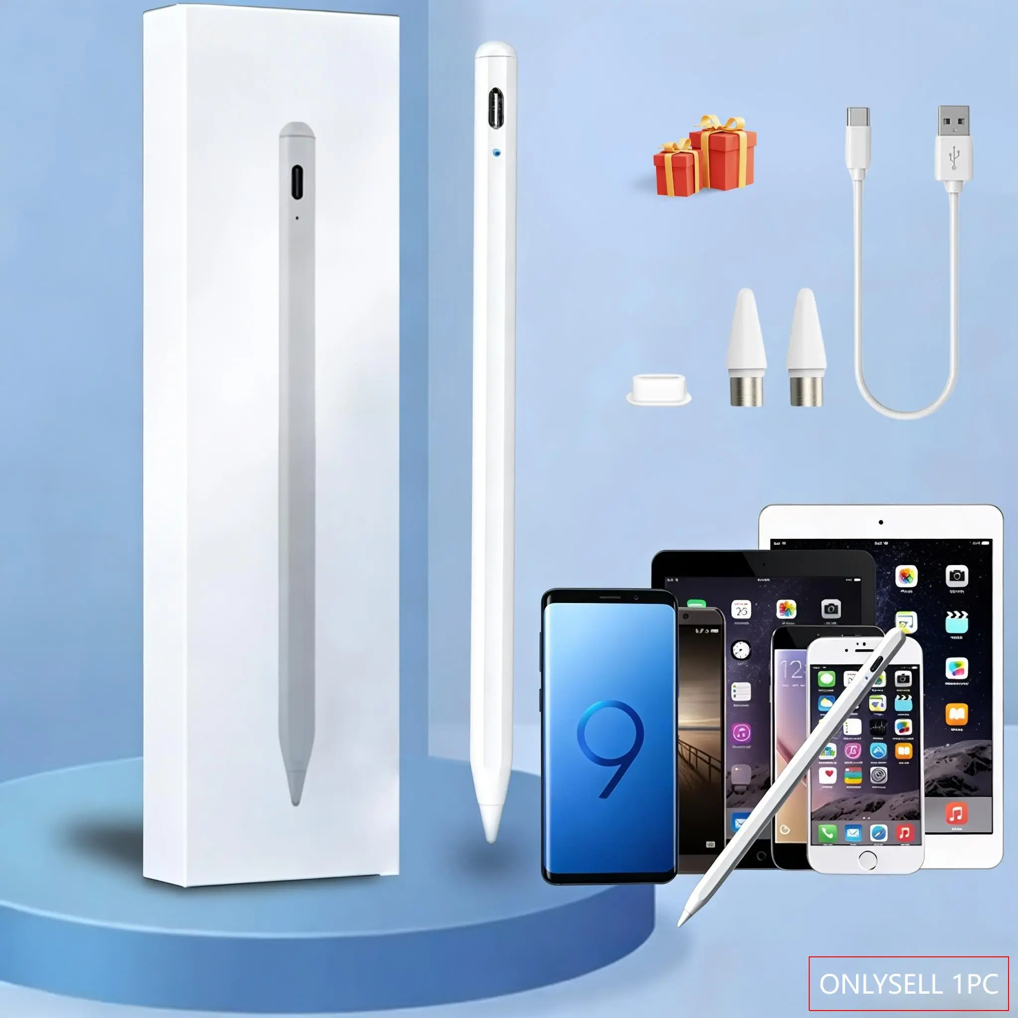 iPad Stylus Pen, iOS Tablet Stylus with Power Display, Stylus Pen for Touchscreen, Touch Stylus, Touchscreen Pen, Compatible with iPhone and Xiaomi Tablets, Essential Accessory, USB Rechargeable Stylus, Tablet Pens for Touch Screen