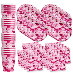 Pink Camo Birthday Party Tableware Kit For 16 Guests
