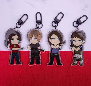 Resident Evil Acrylic Keychains,  Leon Kenned, Jill Valentine, Chris Redfield, and Claire Redfield, Cute Bag Pendant, Kawaii Figure Key Ring, Handbag Decor, Small, Meaningful, And Full Of Character, Unique Keychains That Add Charm To Every Bag And Key.