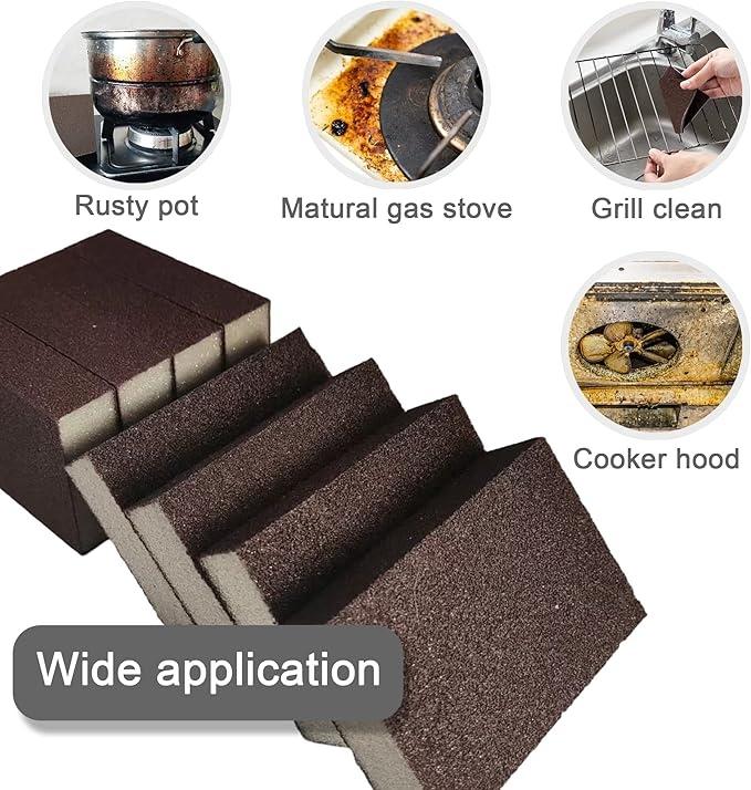 Emery Magic Sponge Eraser Set - Heavy-Duty Scouring Sponges for Non-Electric Descaling, Rust Removal, Dishwashing & Cookware Stain Remover, Kitchen Pot Cleaning Pads