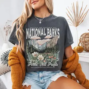 【100% cotton】 National Parks Tee | Vintage Nature Lover Graphic T-Shirt | Parks Over Profit Shirt | Granola Girl Aesthetic | Wildlife Protection Tee | Retro Nature Gift | Unisex Soft Cotton Casual Top | Outdoor Adventure Apparel