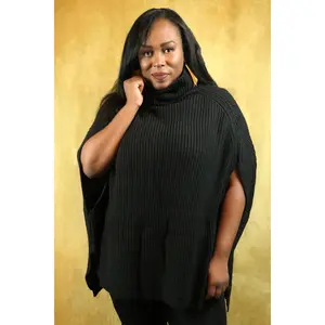 Black Turtleneck Poncho Sweater