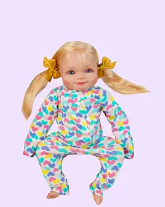 VACOS 20inch Reborn Baby Doll: Soft vinyl body with realistic details—blonde curls, bright blue eyes, & colorful heart-print outfit. Perfect for holidays or milestone gifts!