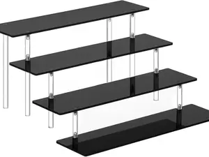 4 Tier Perfume Organizer Stand, Acrylic Risers Display Stands, Display Risers, Perfume Shelf Dessert Display for Party, Figure Stand Funko POP Shelves, Black Cupcake Stand Holder Racks