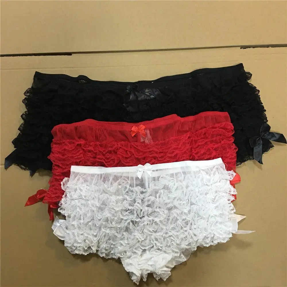 Women's Plus Size 2XL-6XL Ruffled Lace Bloomers, Burlesque Bo Peep Lingerie Panties, Frilly Underwear for Curvy Figures, 3Xl, Knickers, 4Xl, 5Xl
